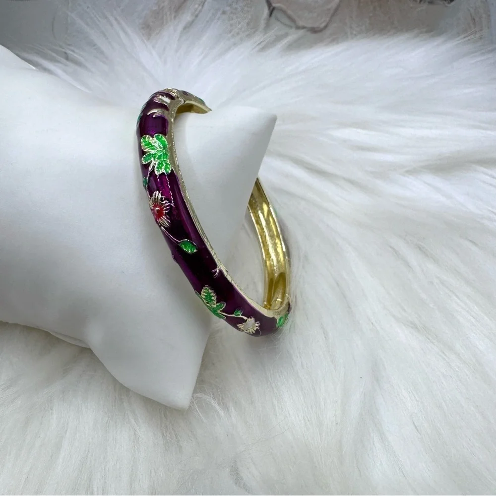 Violet Flower Enamel Cloisonne Bracelet Bangle
